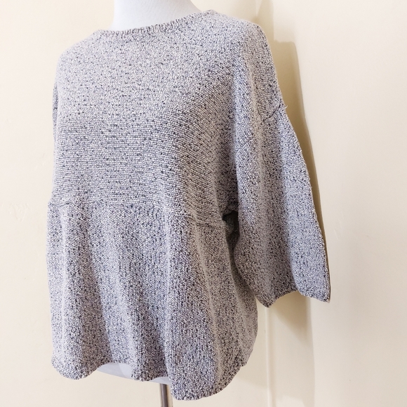 J. Jill Pure Jill Heathered Purple Kimono Sleeve Boxy Lightweight Sweater Top - Picture 3 of 15